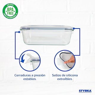 Foto 6 | Foto 6 | Juego De Contenedores De Vidrio 3 contenedores con 3 tapas (6 Piezas) Styrka