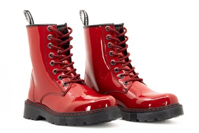 Foto 3 | Foto 3 | Botas Offlander Tipo Militar Piel Charol Rojo