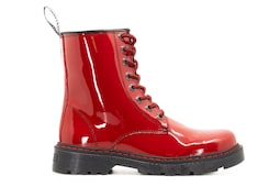 Botas Offlander Tipo Militar Piel Charol Rojo