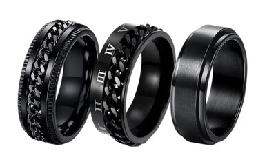 Foto 1 | Foto 1 | Conjunto Premium Xtellar De 3 Anillos Talla 11 Para Hombre En Acero Inoxidable Y Titanio - Estilo Minimalista Sofisticado