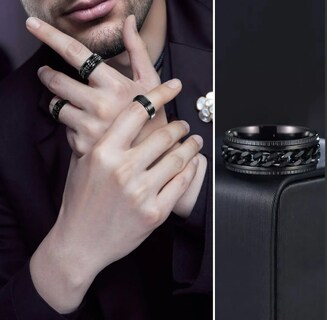 Foto 3 | Foto 3 | Conjunto Premium Xtellar De 3 Anillos Talla 11 Para Hombre En Acero Inoxidable Y Titanio - Estilo Minimalista Sofisticado