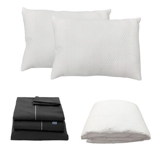 Foto 1 | Foto 1 | Protector Ultra Spring Air Matrimonial + Sábanas Royal Touch Negro + Almohada Frosty 2