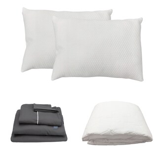 Foto 1 | Foto 1 | Protector Ultra Spring Air Matrimonial + Sábanas Royal Touch Gris + Almohada Frosty 2