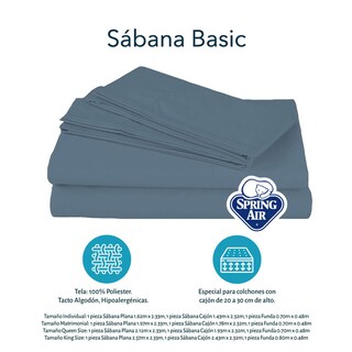 Foto 4 | Foto 4 | Sábanas Basic Spring Air Azul Acero King Size + Almohada Frosty 2