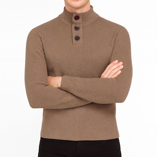Foto 2 | Foto 2 | Suéter Tejido Cuello Alto Color Beige Con Botones Para Hombre Chb Chili Beans Clothing Co.