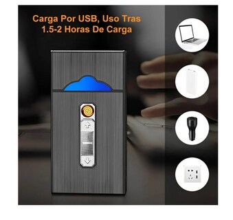 Foto 4 | Foto 4 | Cigarrera Con Encendedor 2 En 1 Recargable Usb Y 2 Filtro