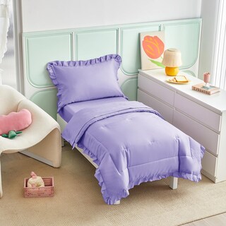Foto 2 | Foto 2 | Juego De Ropa De Cama Para Niños Pequeños Uozzi 4 Piezas Morado Con Volantes - Venta Internacional.