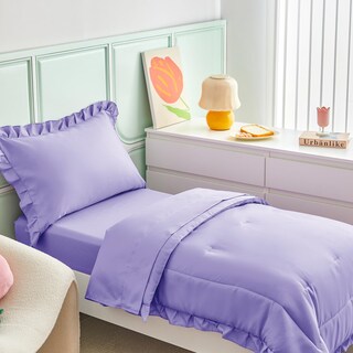 Foto 4 | Foto 4 | Juego De Ropa De Cama Para Niños Pequeños Uozzi 4 Piezas Morado Con Volantes - Venta Internacional.
