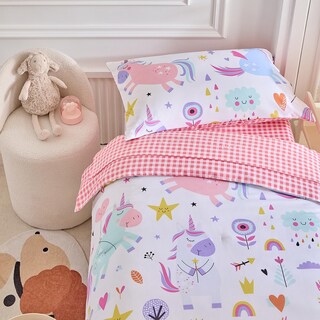 Foto 4 | Foto 4 | Juego De Ropa De Cama Para Niños Pequeños Joyreap Unicornio 107x145 Cm Rosa Y Azul - Venta Internacional.