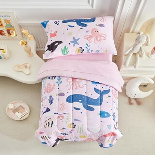 Foto 1 | Foto 1 | Juego De Ropa De Cama Para Niños Pequeños Joyreap Tema Océano Rosado 4 Piezas - Venta Internacional.