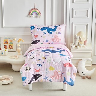 Foto 3 | Foto 3 | Juego De Ropa De Cama Para Niños Pequeños Joyreap Tema Océano Rosado 4 Piezas - Venta Internacional.