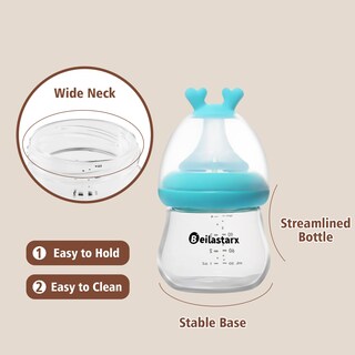Foto 4 | Foto 4 | Biberón De Vidrio Beilastarx Para Bebé 120 Ml Con Tetina De Acero Inoxidable Flujo Lento - Venta Internacional.