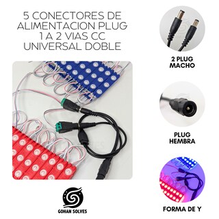 Foto 4 | Foto 4 | 5 Conector Adaptador Alimentacion Doble Plug 1 A 2 Vias Cc Universal 5.5 X 2.5 Doble Entrada Hembra A Salida 2 Macho Convertidor