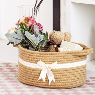Foto 2 | Foto 2 | Cesta Tejida Con Cuerda Homeypine 30x20x13 Cm Para Bebé Con Lazo - Venta Internacional.