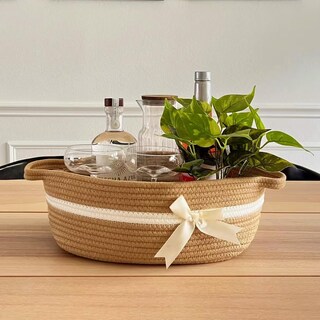 Foto 6 | Foto 6 | Cesta Tejida Con Cuerda Homeypine 30x20x13 Cm Para Bebé Con Lazo - Venta Internacional.