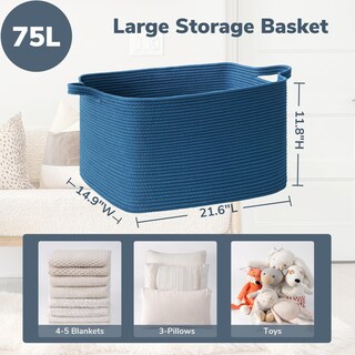 Foto 3 | Foto 3 | Cesta Grande De Cuerda De Algodón Goodpick 55x38x30 Cm Para Almacenamiento - Venta Internacional.