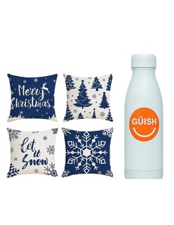 Foto 1 | Foto 1 | 4 Fundas Para Cojin Decorativos Navideños + Gratis Termo Güish De Regalo