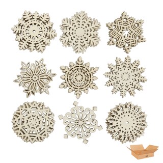 Foto 1 | Foto 1 | Adornos Navidad de Madera Belug Copos de Nieve Decoración 45 Piezas