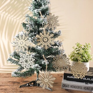 Foto 3 | Foto 3 | Adornos Navidad de Madera Belug Copos de Nieve Decoración 45 Piezas