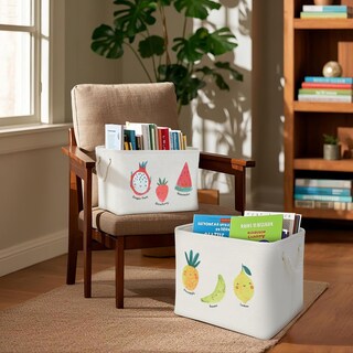Foto 2 | Foto 2 | Set De 3 Canastas Para Almacenaje De Juguetes Decomomo 42l Con Estampado De Frutas - Venta Internacional.