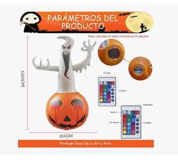 Foto 3 | Foto 3 | Inflable Decoración Halloween Calabaza Luz Led