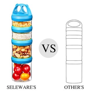 Foto 2 | Foto 2 | Contenedores Apilables Para Alimentos Seleware Juego De 4 Frascos De 920 Ml Azul - Venta Internacional.