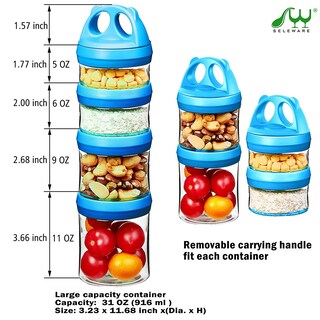 Foto 5 | Foto 5 | Contenedores Apilables Para Alimentos Seleware Juego De 4 Frascos De 920 Ml Azul - Venta Internacional.
