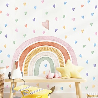 Foto 1 | Foto 1 | Kasubeso Grandes Calcomanías De Pared Arcoíris En Acuarela Con Corazones - Venta Internacional.