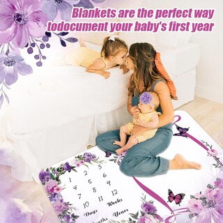 Foto 2 | Foto 2 | Manta De Hitos Nctdsukay 152x102 Cm Para Bebé Niña Morada - Venta Internacional.