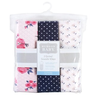 Foto 2 | Foto 2 | Swaddle Wrap Paquete De 3 Unidades Acolchado Hudson Baby Algodón Rosa Y Azul Marino - Venta Internacional.