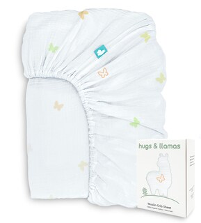Foto 1 | Foto 1 | Sábana Bajera Ajustable Hugs & Llamas Muselina De Algodón Orgánico 71 X 132 Cm - Venta Internacional.
