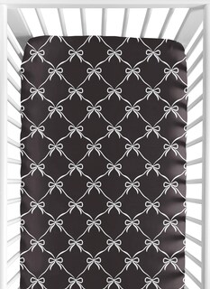 Foto 1 | Foto 1 | Sábana Bajera Ajustable Sweet Jojo Designs Estándar Con Lazo Blanco Y Negro - Venta Internacional.