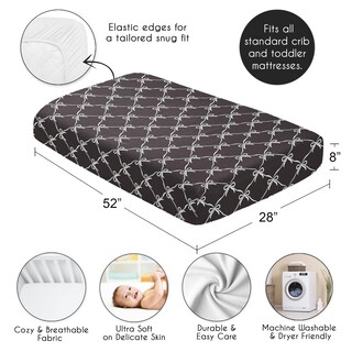 Foto 4 | Foto 4 | Sábana Bajera Ajustable Sweet Jojo Designs Estándar Con Lazo Blanco Y Negro - Venta Internacional.