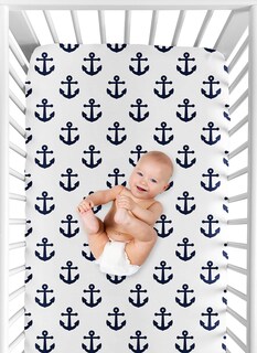 Foto 6 | Foto 6 | Sábana Bajera Ajustable Para Cuna Sweet Jojo Designs Nautical Navy 132 X 71 X 20 Cm - Venta Internacional.