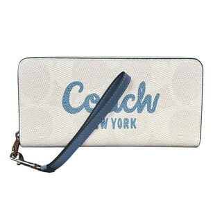 Foto 2 | Foto 2 | Cartera Coach Blanca Con Logo Centrado En Color Azul Y Cremallera Plateada