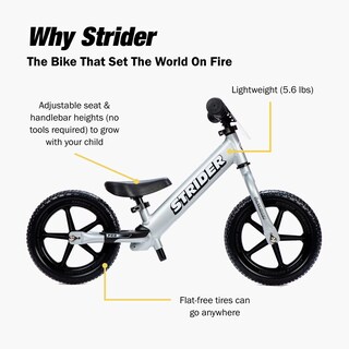 Foto 4 | Foto 4 | Bicicleta Balance Strider 12 Pro Silver Para Niños De 1 A 4 Años - Venta Internacional.