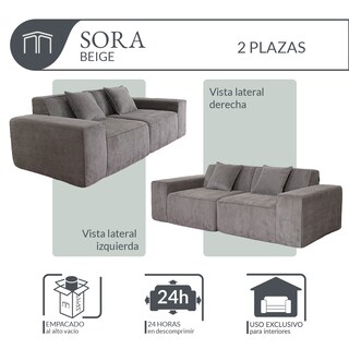 Foto 5 | Foto 5 | Sofá De Espuma Comprimida Al Vacío 2 Plazas Japandi Sora Beige Brown