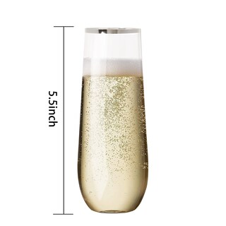 Foto 2 | Foto 2 | Copas De Champán De Plástico Sin Tallo Sut Paquete De 24 Unidades 270 Ml Borde Plateado - Venta Internacional.
