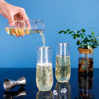 Foto 3 | Foto 3 | Copas De Champán De Plástico Sin Tallo Sut Paquete De 24 Unidades 270 Ml Borde Plateado - Venta Internacional.