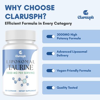 Foto 6 | Foto 6 | Suplemento Clarusph De Taurina Liposomal  3000 Mg  120 Cápsulas Vegetales - Venta Internacional.