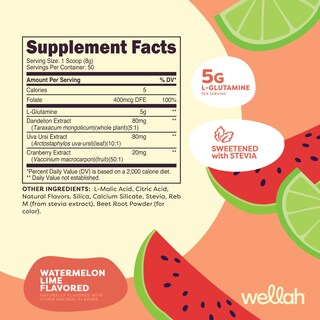 Foto 2 | Foto 2 | Supplement Wellah L-glutamina En Polvo  Sandía Y Lima  250 G - Venta Internacional.