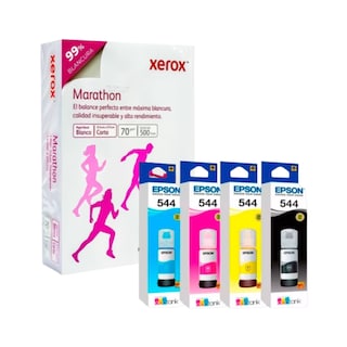 Foto 1 | Foto 1 | Paquete 4 Tintas Epson Originales T544 + Paquete De 500 Hojas Blancas Para Impresora