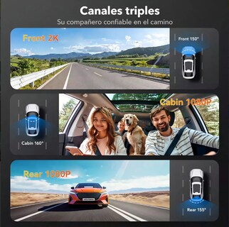 Foto 2 | Foto 2 | 3 Cámaras 2k/1080p Pantalla Táctil 10'' Wifi Visión Nocturna 64gb