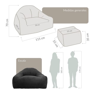 Foto 4 | Foto 4 | Sillón De Espuma Comprimida Al Vacío 1 Plaza Japandi Likka Dark Grey