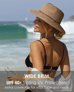 Foto 5 | Foto 5 | Sombrero Para El Sol Furtalk Paja Fedora Panamá Ala Ancha Upf 80+ Color Café - Venta Internacional.