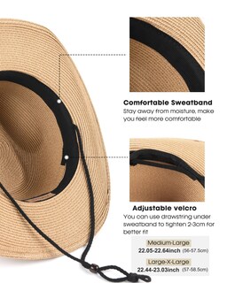 Foto 4 | Foto 4 | Sombrero Vaquero De Paja Furtalk Para Mujer Y Hombre Upf 80+ Color Caqui - Venta Internacional.