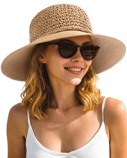 Foto 1 | Foto 1 | Gorro De Sol Furtalk Para Mujer Verano Paja Playa Ala Ancha Color Caqui - Venta Internacional.