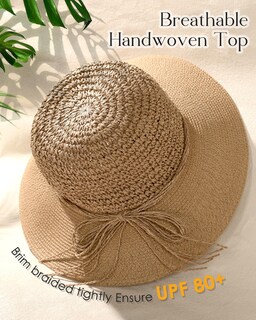Foto 2 | Foto 2 | Gorro De Sol Furtalk Para Mujer Verano Paja Playa Ala Ancha Color Caqui - Venta Internacional.