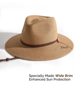 Foto 3 | Foto 3 | Gorro De Sol Furtalk Para Mujer Paja Ala Ancha Fedora Upf 80+ - Venta Internacional.