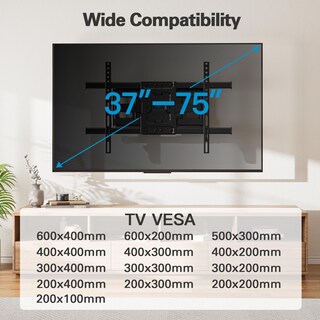 Foto 6 | Foto 6 | Soporte De Pared Para Tv Perlesmith Full Motion Para Televisores De 37 A 75 Pulgadas 60 Kg - Venta Internacional.